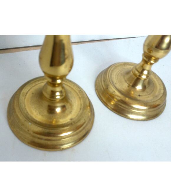 Vintage Heavyweight Brass Candlesticks Set of 2 READ